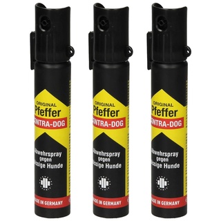 ECD Germany 3 Stück Pfefferspray zur Selbstverteidigung - 40 ml - bis zu 3m Reichweite - mit Kunststoffclip - Pfefferspray zur Tierabwehr Tierabwehrspray Verteidigungsspray Pepperspray Abwehrspray