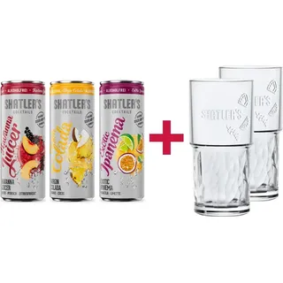 Shatler`s MIX Paket alkoholfrei - 3x Shatler`s 250ml + 2x Markengläser