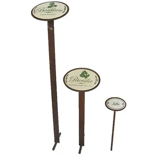 Kräuterschilder mit Spieß in Emaille 30 cm (Text: Liebstöckl)