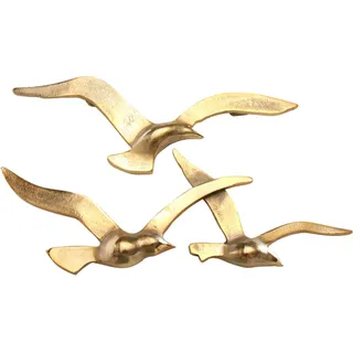 Boltze Wandobjekt Birdy gold, Wanddeko aus Metall, maritimes Motiv