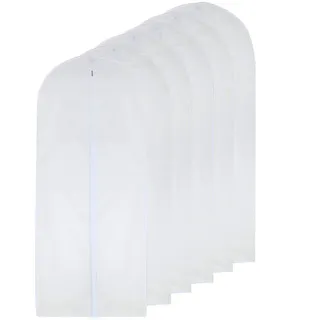 HomeClean Kleidersack klar für langes Kleid 60cm x 153cm mottenfeste Kleidersäcke weiß atmungsaktiv voller Reißverschluss Staubschutz für Kleidung Lagerung Schrank Packung mit 6