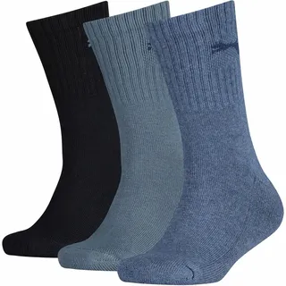 Puma Kinder Socken, Vorteilspack - Sport Junior, Frottee-Sohle, Rippbündchen, Logo Denim 31-34