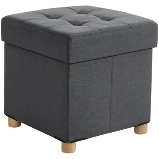 Relaxdays Hocker mit Stauraum Polyester 38 x 38 x 38 cm Dunkelgrau