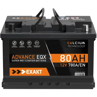 EXAKT Autobatterie 12V 80Ah Starterbatterie PKW KFZ Auto Batterie (80Ah)