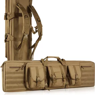 Vevor Gewehrtasche 1 Stk. Waffentasche, 1066,8 mm Tragbares Langwaffenfutteral 2 Gewehre & 2 Pistolen, Jagd Gewehrtasche Braun, Gun Bag Wasserdichtes Gewehrfutteral Waffentasche inkl. Molle-System