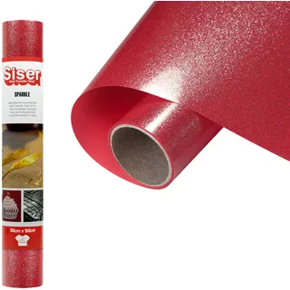 Siser Sparkle Thermotransfer Vinyl mit glänzendem, Glitzereffekt, 30cm × 0,5 m, Tomato Red,1 Einheit