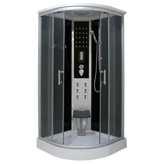 Sanotechnik Dampfduschkabine Relax 90×90×215cm – All-in-One Komplettdusche | Dampfgenerator, 6 Massagedüsen, LED-Licht, Radio, Ventilator & Sitzwanne, CS99