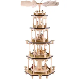 Richard Glässer GmbH Seiffen Richard Glässer Seiffen Weihnachtspyramide Christi Geburt, 4-stöckig, 70 cm