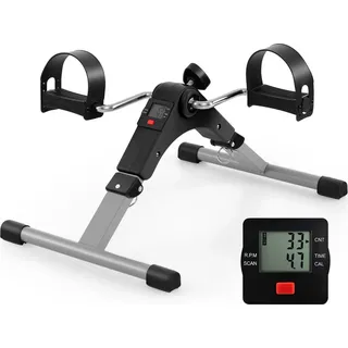 COSTWAY Pedaltrainer für senioren, Arm & Beintrainer mit Widerstand & LCD-Display, Mini Heimtrainer unter dem Schreibtisch, Bewegungstrainer - Schwarz
