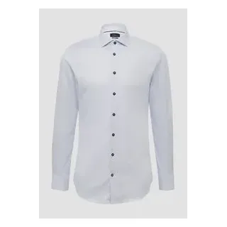 s.Oliver - Tailored Fit: Fein gemustertes Langarmhemd mit Haifisch-Kragen, Herren, blau, 40