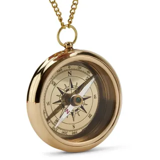 NKlaus Kompass Maritim 6cm Kompass mit Kette aus Messing gold Taschenkompass Navigati