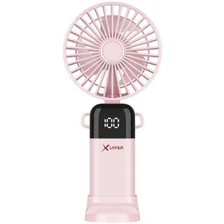 Xlayer Ventilator klappbarer Handventilator mit Smartphone Halterung 1.200 mAh (Pink)