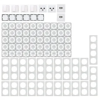 Delphi Steckdosen Schalter Maxi Elektro Set 94-teilig 50x Steckdose 10x Schalter Netzwerk TV Antenne Unterputz Einbau Weiß