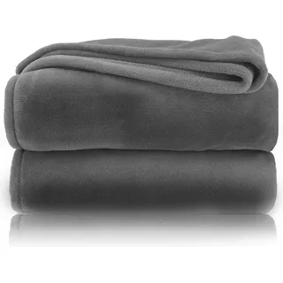 heimtexland Kuscheldecke Super Soft XL Sofadecke Überwurf Uni Typ380 Anthrazit Grau 200 x 150 cm - Grau