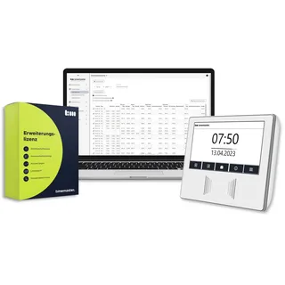 TimeMaster Web Starterset Office weiß, Zeiterfassungssystem für 10 Mitarbeiter, inkl. Software für Mitarbeiterverwaltung, Zeiterfassungsgerät mit RFID- und NFC- Leser und 10 Transponder 250913