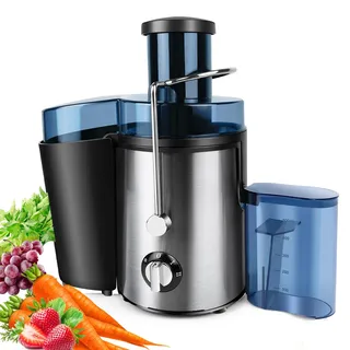 Entsafter für Obst und Gemüse in Edelstahl, Elektrische Saftpresse, Extraktor Max Power 1000W Zentrifugaler 65 MM Einfüllöffnung und 2 Geschwindigkeiten, Anti-Tropf-Funktion und Überhitzungsschutz