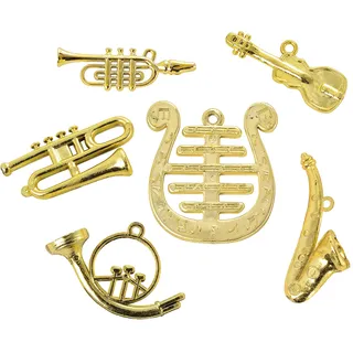 Musikinstrumente-Set, Miniaturen, 6tlg., Maße von ca. 1,5-4,5 cm