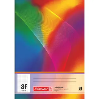 Brunnen Schulheft A5, Lineatur 8f, 16 Blatt, mehrfarbig