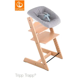 Stokke® TRIPP TRAPP® Bundle Treppenhochstuhl Eiche inkl. Newbornset light grey, natur