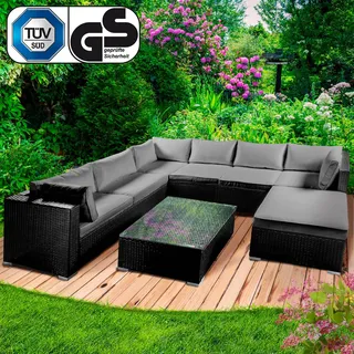 Brast Rattan Gartenlounge Set Luxus schwarz