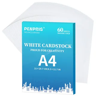 60 Blatt Weiß Cardstock - 300gsm 110lb A4 Schweres Papier Dickes Papier Dickes Papier - zum Drucken für, DIY Kartenherstellung, Einladungen, Postkarten, Visitenkarten PAC01WH060