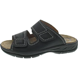 Jomos Herren Leder Pantoletten schwarz, Jomos Aircomfort Leder Fußbett, Lederfutter - Schwarz