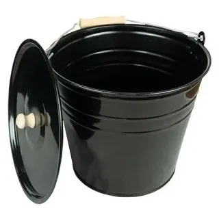 HRB Ascheeimer Stahlblech 12 l mit Deckel Schwarz