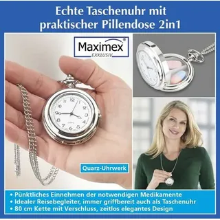SELVA Echte Taschenuhr mit Pillendose 2in1