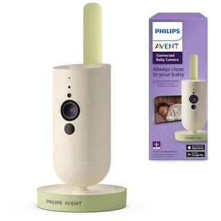 Philips Avent Connected Babykamera mit App, private und sichere Verschlüsselung, Audio, 2-facher Zoom, Nachtsichtfunktion, VOX, Gegensprechfunktion, Schlaflieder und weißes Rauschen (Modell SCD643/26)