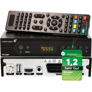 [ Test SEHR GUT, Note 1.2 *] Zehnder HX 2200 Sat Receiver mit Aufnahmefunktion, HD fähig, Full HD, Digital Sat-Receiver für Satellitenschüssel Satelliten Satellit TV Fernseher, HD-Receiver, HDMI