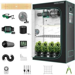 Mars Hydro Growbox Komplettset 300W LED Vollspektrum Dimmbar, 120 x 60 x 180 cm Schwarz