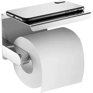 Sjqka - Toilettenpapierhalter, wandmontierter Toilettenpapierhalter ohne Bohren, Toilettenpapierhalter aus Edelstahl 304 mit Ablage für Badezimmer,