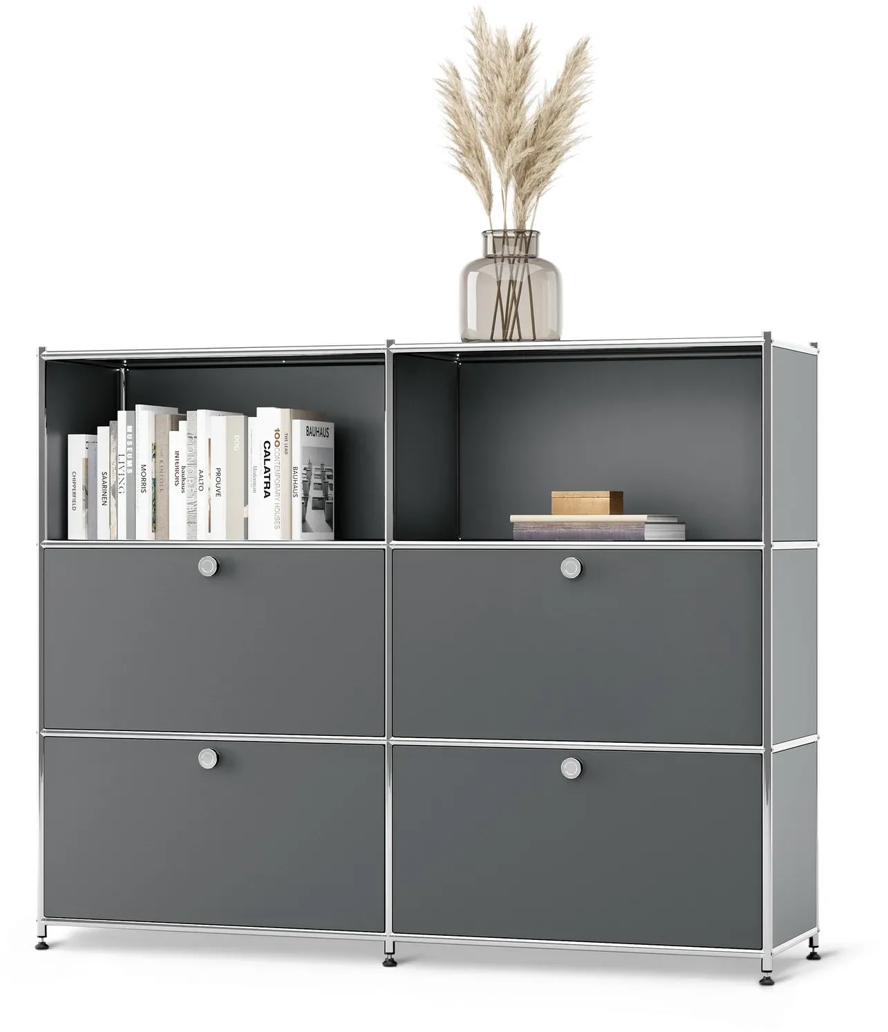 Tchibo - Kommode Metall »Cn3« mit versetzbaren Klappenfächern - 152x40x120,5cm - chrom - Stahl / Stahl / Aluminium