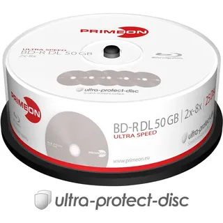 PrimeOn BD-R DL 50GB/2-8x Cakebox 25 Disc) Ultra-Protect-disc Surface