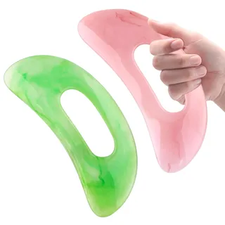 hurifeng 2pc Gua Sha Massagesteine mit Griff Effektives Guasha Scraping Schabwerkzeug für Gesicht und Körper - Gua Sha Stein für Lymphdrainage