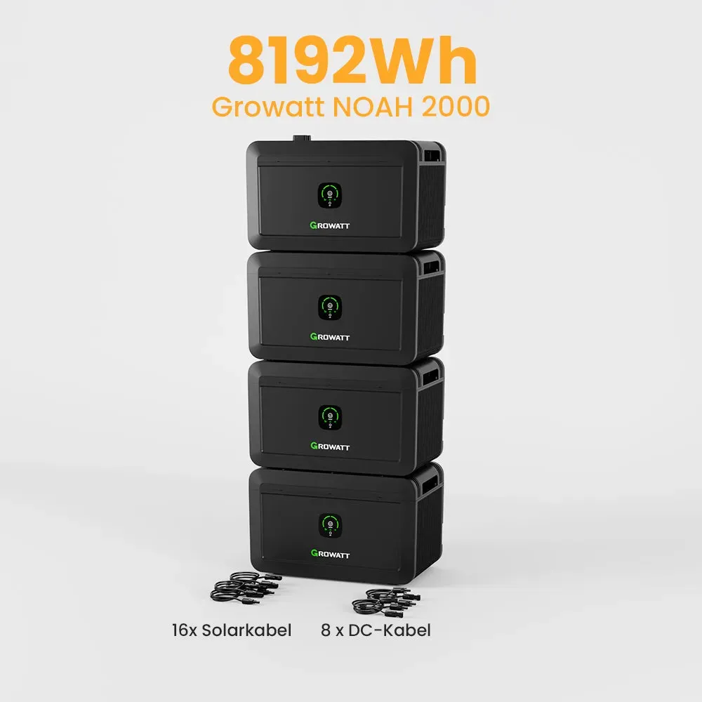 Growatt NOAH 2000 Batteriespeicher für Balkonkraftwerke, by Powerness - 4x Growatt NOAH 2000 | 8192Wh / Ohne 800W Growatt NEO / Selbstabholung