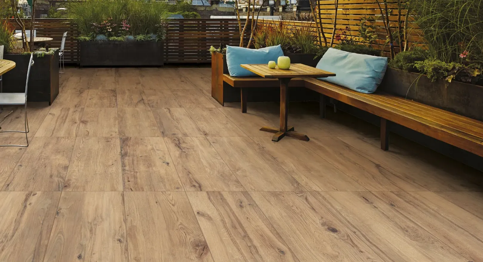 Terrassenplatte Millelegni Scottish oak Holzoptik beige matt 40x120x2 cm rett. R11C