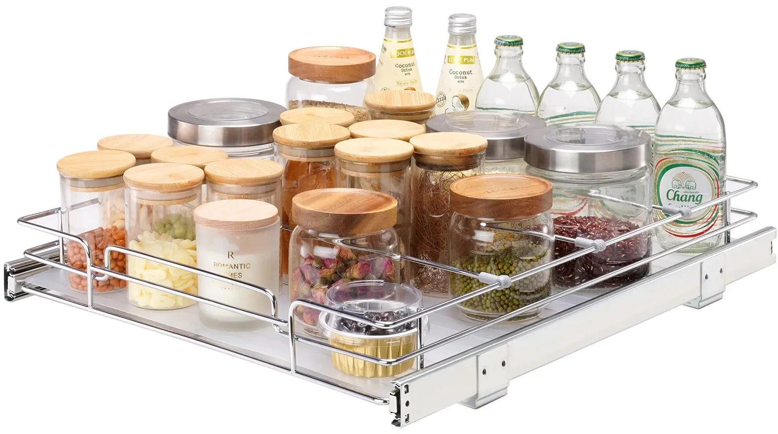 VEVOR ausziehbares Gewürzregal (385x533x85 mm) Spülschrankregal Küchenschrank, Schiebeschublade Waschbecken Gewürzregal Schrank Organizer Unterschrankregal 415x563x185 mm (Einbaumaße)
