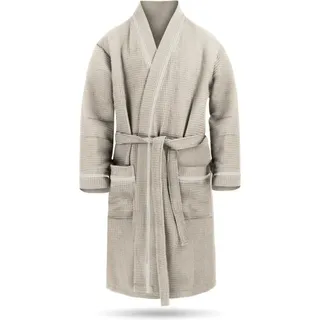 Normani Herren Morgenmantel mit Waffel-Piqué Bali in Beige | Gr.: 5XL