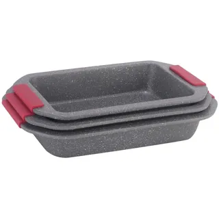 Cheffinger Back- und Auflaufform mit Silikongriffen anihaft & stapelbar 3-tlg.
