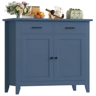 LuxusKollektion Küchenbuffet Küchenschrank Sideboard Schubladen 2 Türen 2 Holz Blau blau