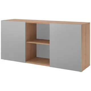 bümö Sideboard office Sideboard mit Schwebetür, Dekor: Nussbaum/Silber braun|silberfarben