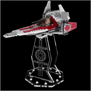 Lieblingsmensch Standfuß Acryl Display Stand kompatibel zu LEGO 6205 V-Wing Fighter (5mm Halterung, Hochwertiger Präsentationsständer, Schwebender Effekt, Display Stand), Drehbar & Neigbar, Nur Ständer kein Modell