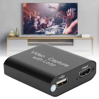 HDMI Video Capture Karte,4k 1080P Game Capture Card Unterstützung Verschlüsselungs Karte USB 2.0, Loop Out Capture Card für VLC, OBS, Amcap usw