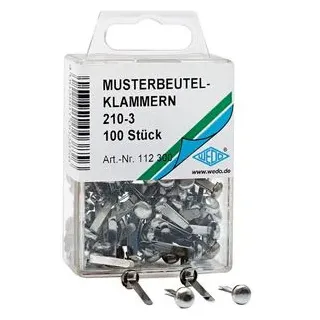 Wedo 112300, Musterbeutelklammern Rundkopf, 210-3 in SB-Klarsichtdose) 100 Stück