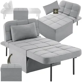 Tectake tectake® Schlafhocker, 4 in 1 als Hocker, Sessel, Lounger oder Bett, stabiles Stahlgestell, Belastbarkeit 150 kg