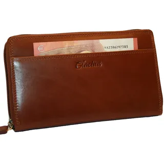 Golden Deer XL Geldbörse Portemonnaie, Portmonee aus Leder Frauen Damen Langbörse mit RFID Schutz Geldbeutel Geldtasche Frauen Netz Design (Gladius 2021 Jahr Kollektion, braun)