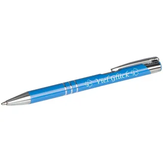 Livepac Office Kugelschreiber Kugelschreiber mit Gravur "Viel Glück" / aus Metall / Farbe: mittelbla