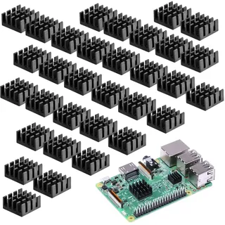 Nothers 40 Stück Alu-Kühlkörper 7 × 14 × 14mm Schwarz für IC Elektronik (Ohne Klebepads)