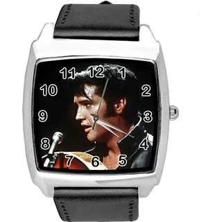 TAPORT Armbanduhr für Rock and Roll Fans E3, quadratisch, Leder, Schwarz, Schwarz , Gurt